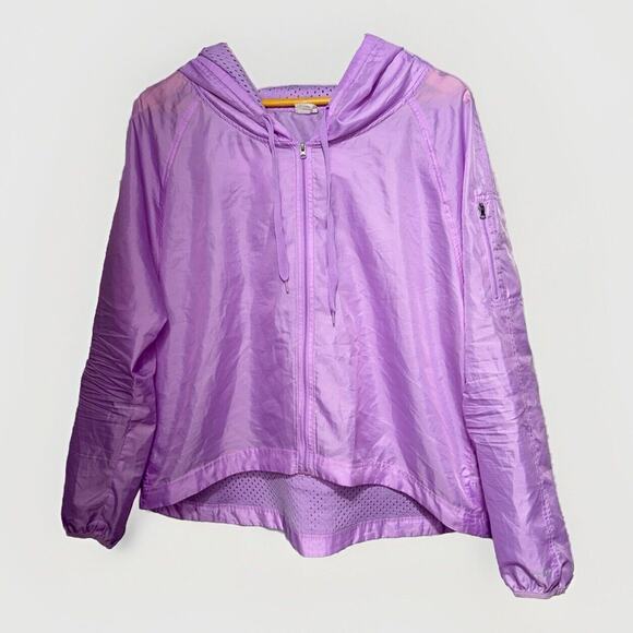 Champion Hooded Windbreaker Jacket Women’s Size L Purple Lightweight Zip-Up - Picture 1 of 8